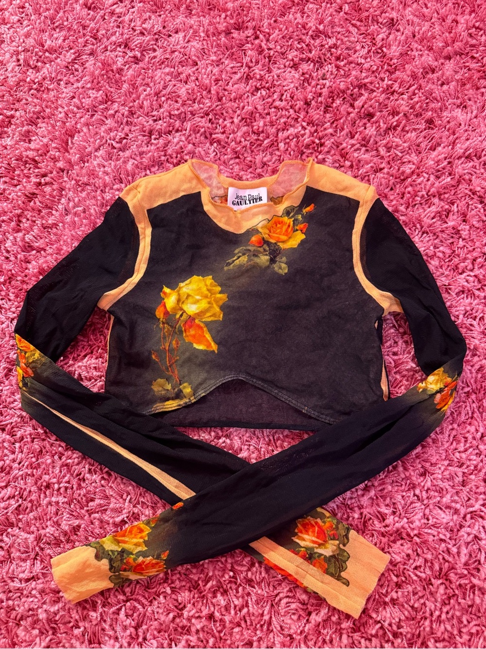 Jean Paul Gaultier Fleur Petit Grand Cropped Long Sleeve Top